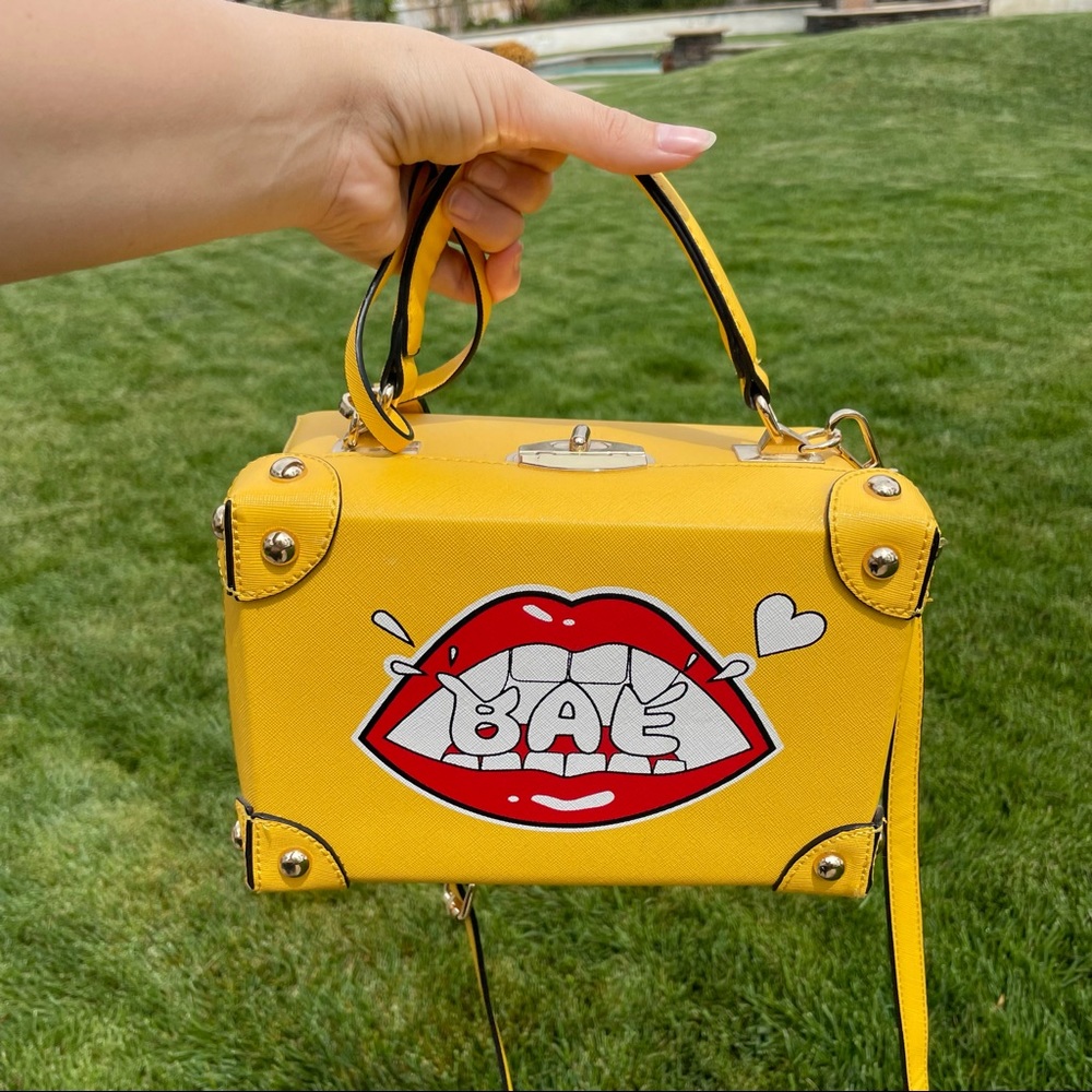 Structured Yellow Bae Luggage Crossbody Purse